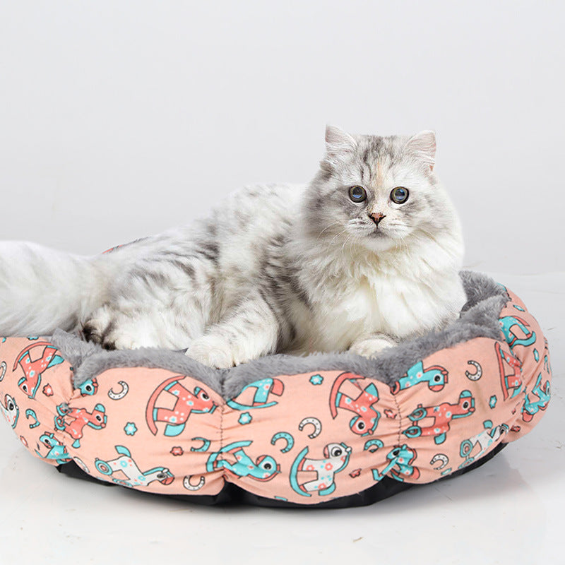 Calming Donut-Shaped Pet Bed Soft Fluffy Round Nest