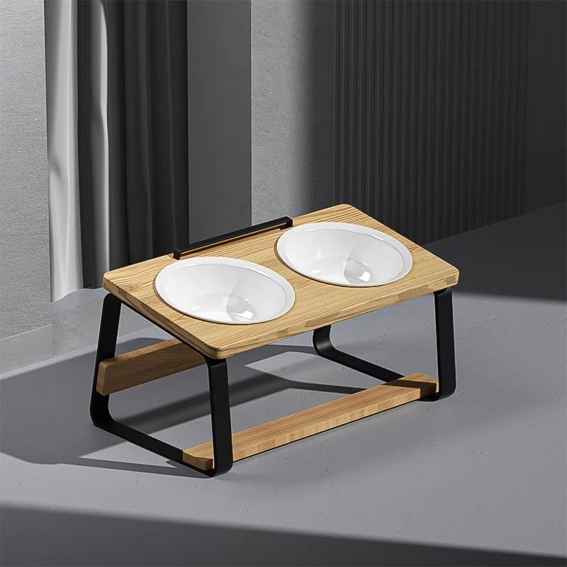 Ceramic Double Pet Feeding Bowl Cervical Spine Support