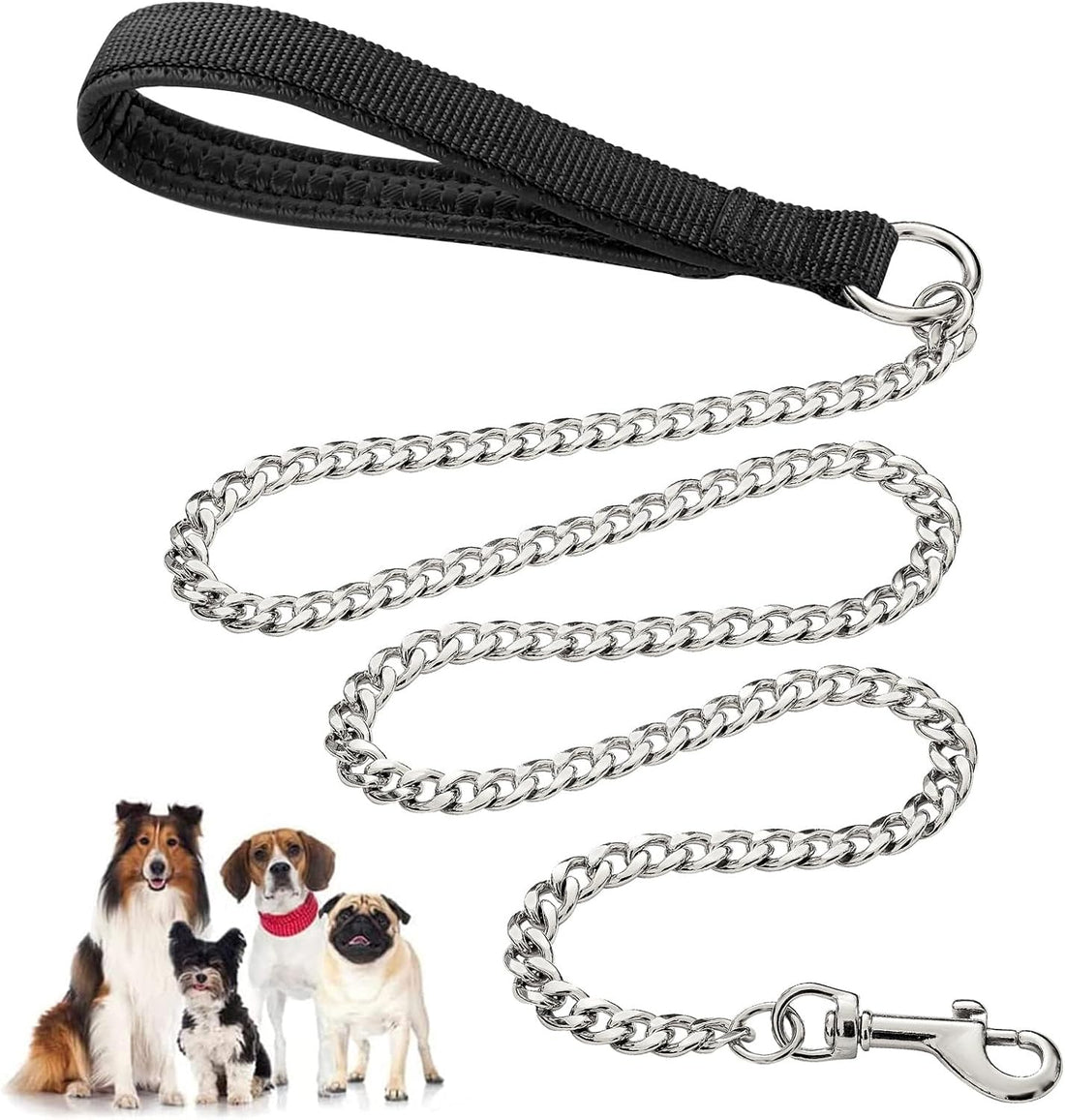 Heavy-Duty Metal Pet Leash Chew-Proof Padded Handle