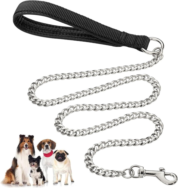 Heavy-Duty Metal Pet Leash Chew-Proof Padded Handle