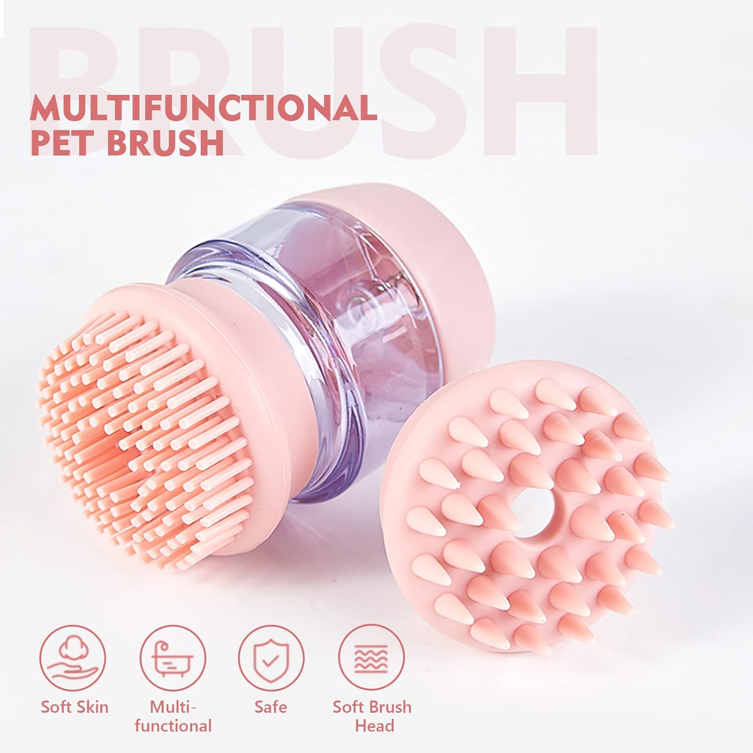 Silicone Pet Bath And Grooming Brush With Dispenser