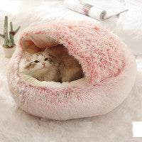2-in-1 Plush Pet Bed Warm Soft Round Nest