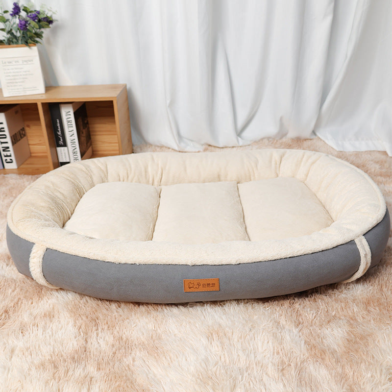 Linen Round Pet Bed Non-Slip Comfortable Mat