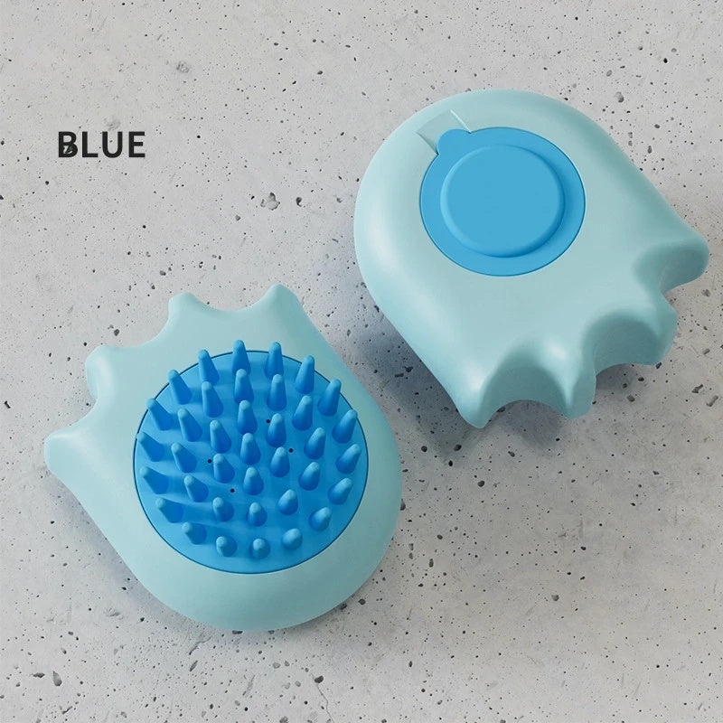 Pet Bath Massage Brush With Shampoo Holder