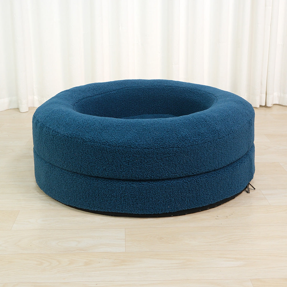 Solid Color Round Pet Nest Comfortable Bed