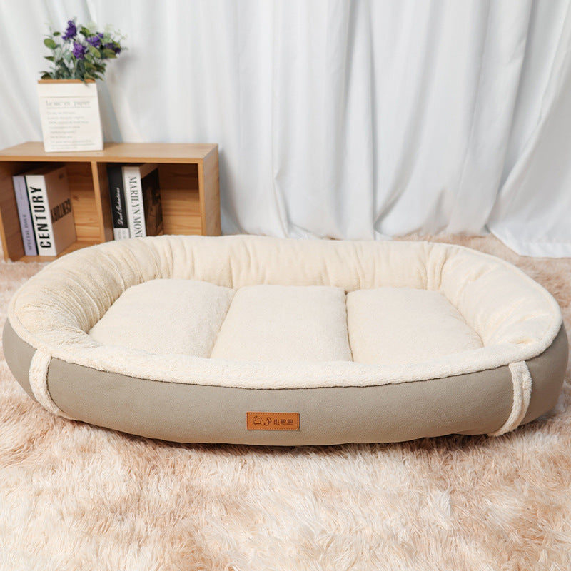 Linen Round Pet Bed Non-Slip Comfortable Mat