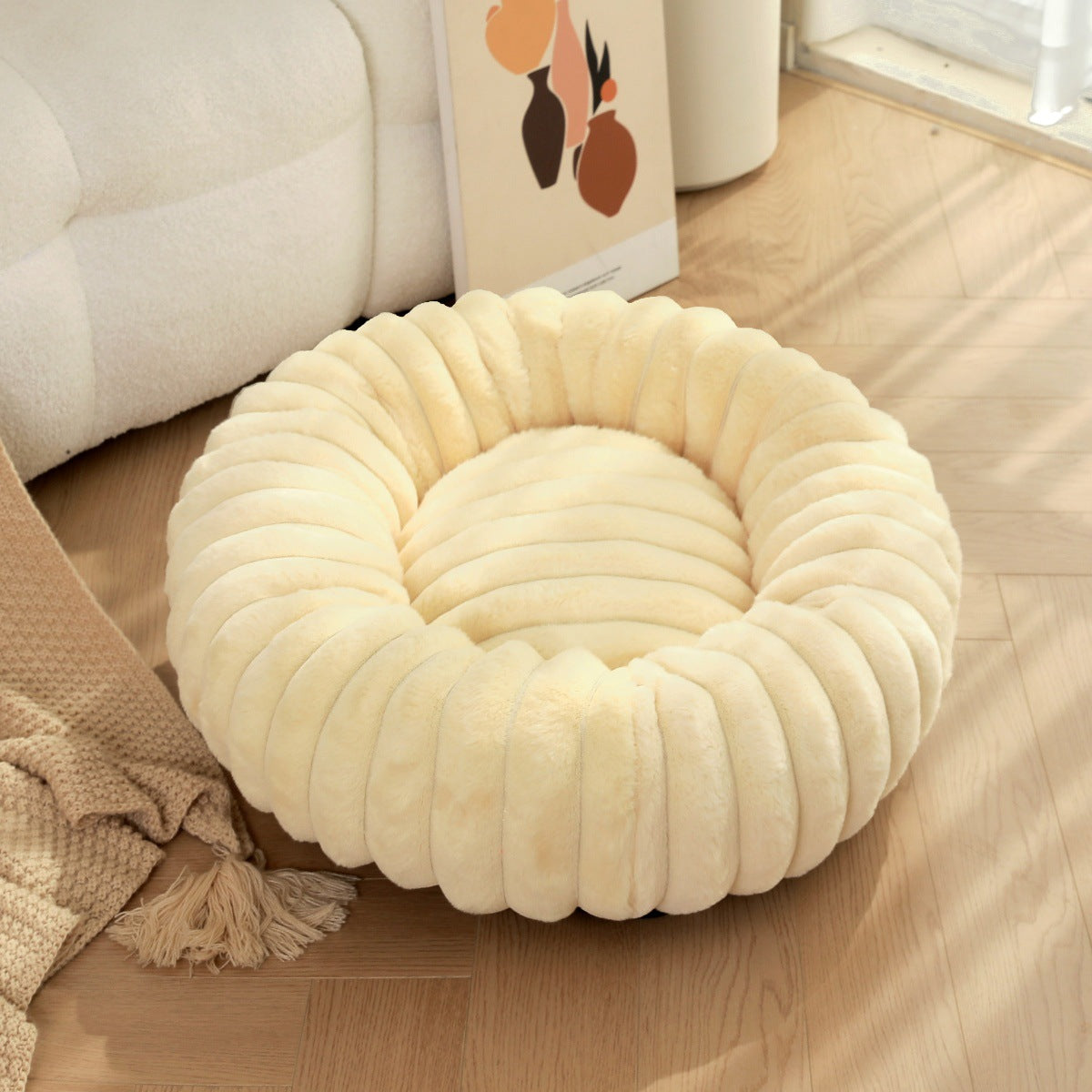 High-Weight Plush Pet Nest Warm Winter Round Bed