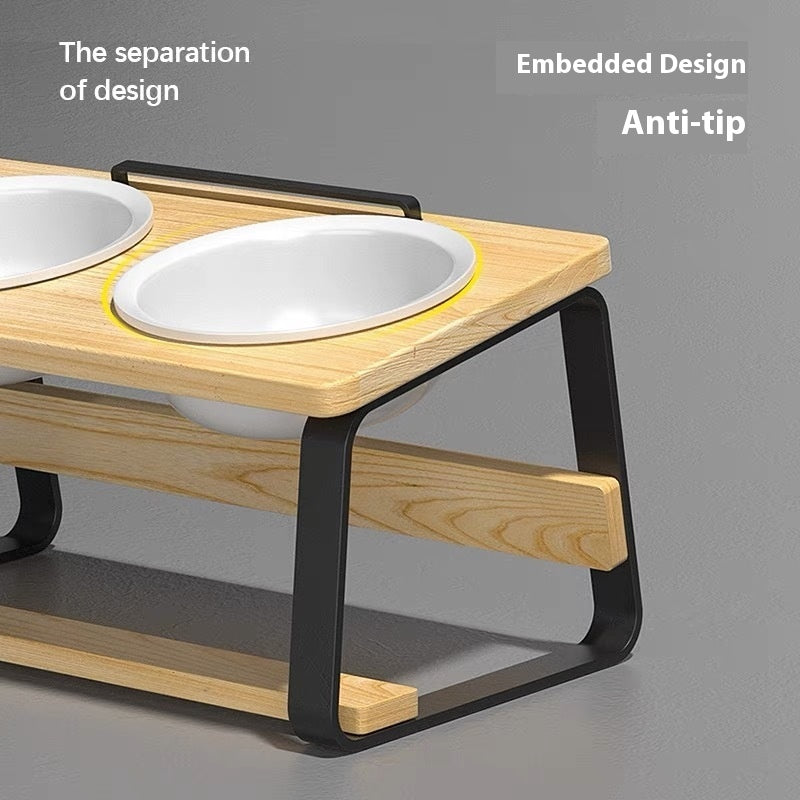 Ceramic Double Pet Feeding Bowl Cervical Spine Support