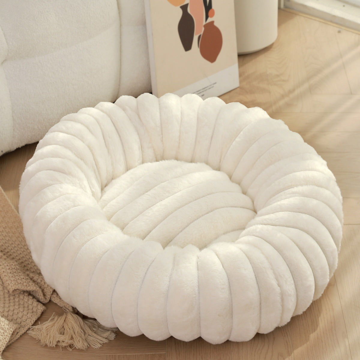 High-Weight Plush Pet Nest Warm Winter Round Bed