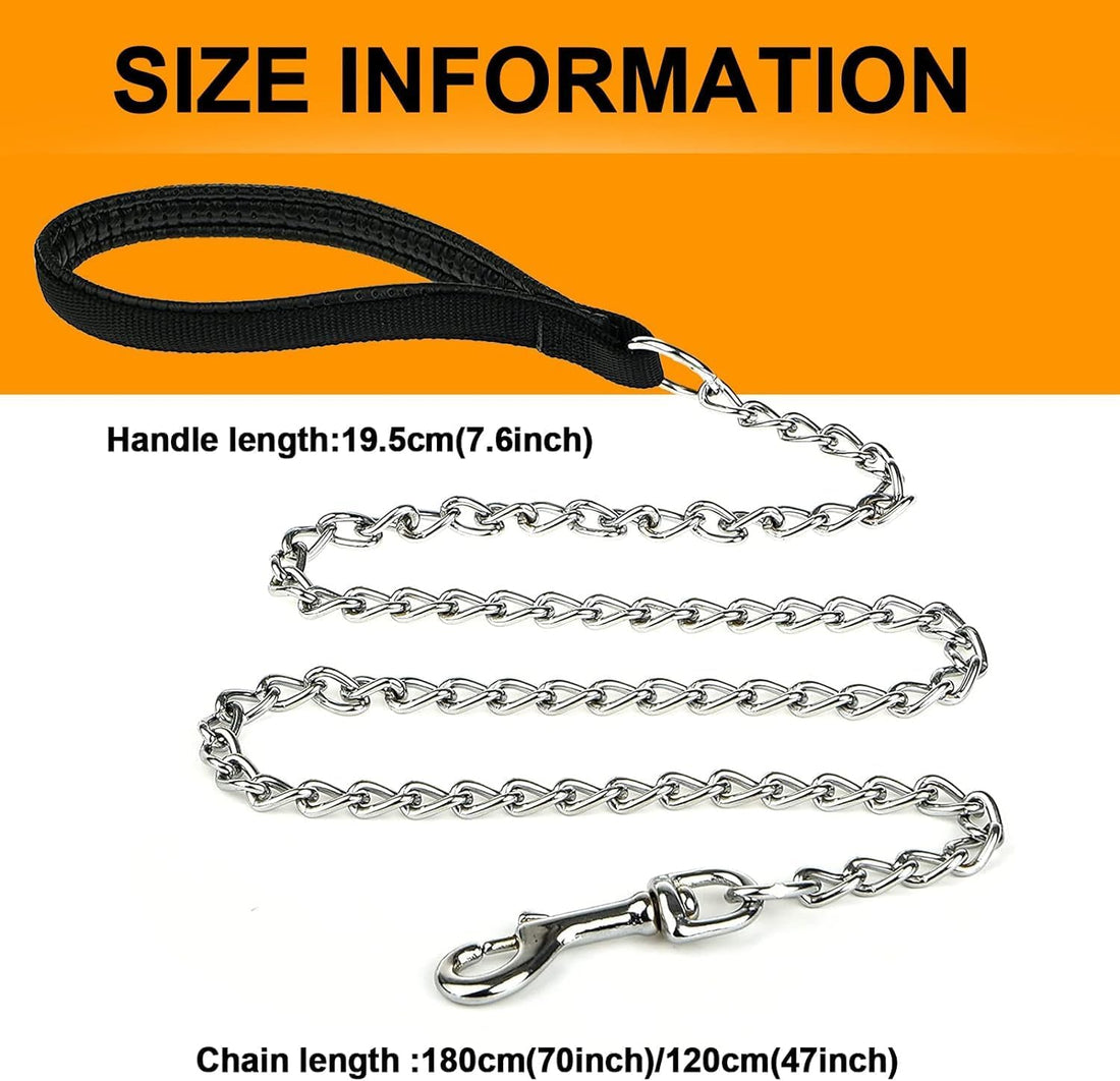 Heavy-Duty Metal Pet Leash Chew-Proof Padded Handle