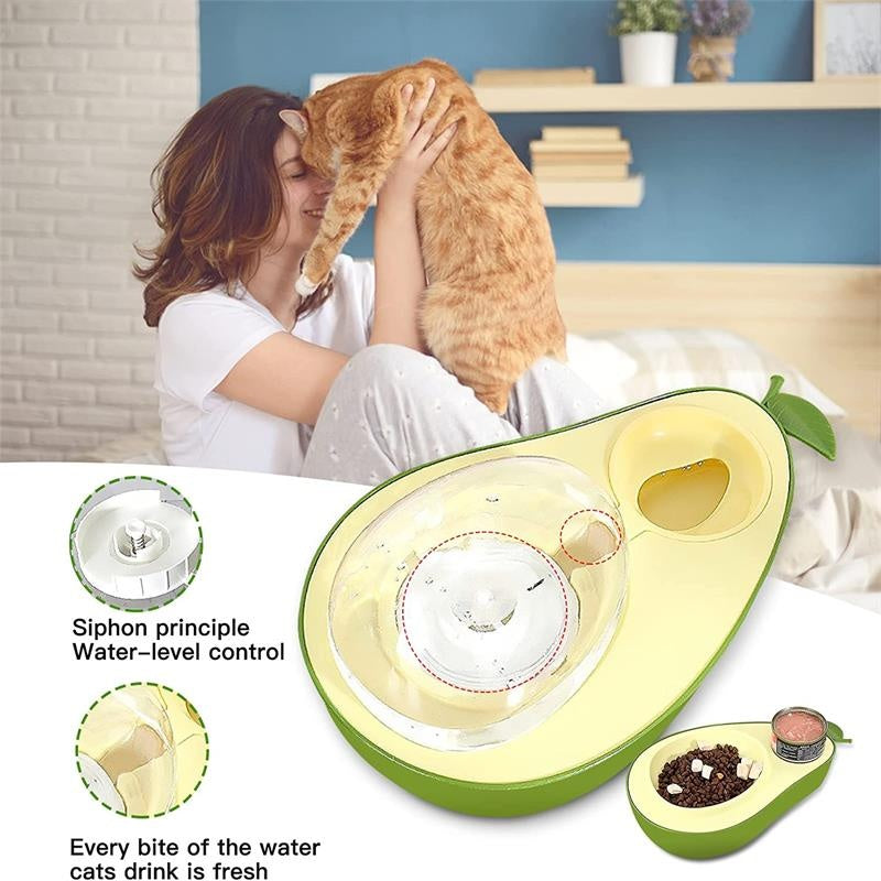 Automatic Avocado-Shaped Pet Water and Food Feeder