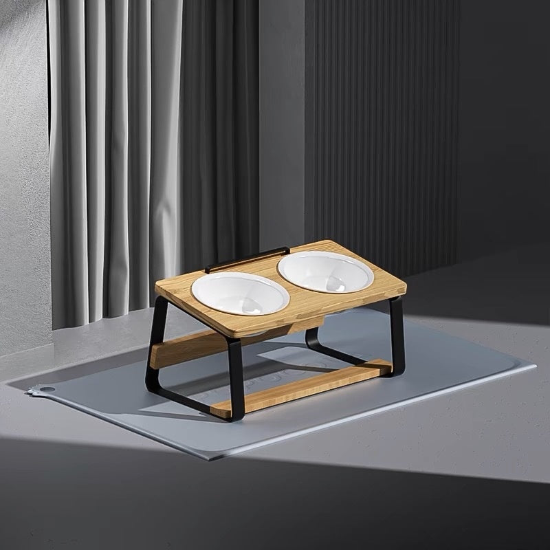 Ceramic Double Pet Feeding Bowl Cervical Spine Support