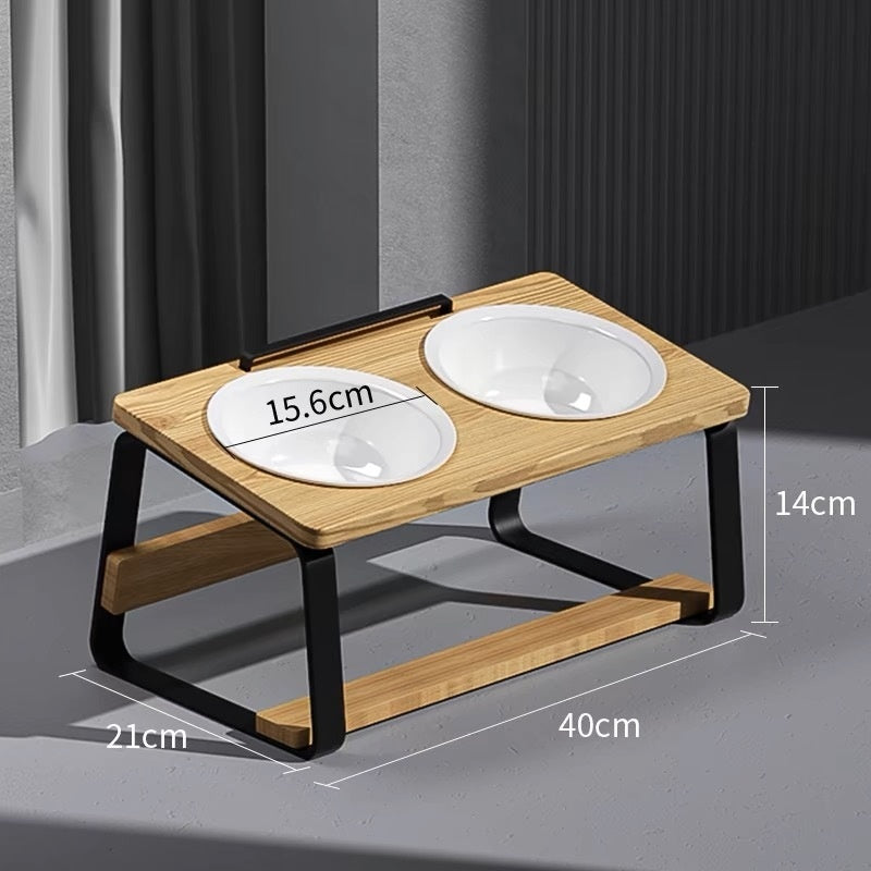 Ceramic Double Pet Feeding Bowl Cervical Spine Support