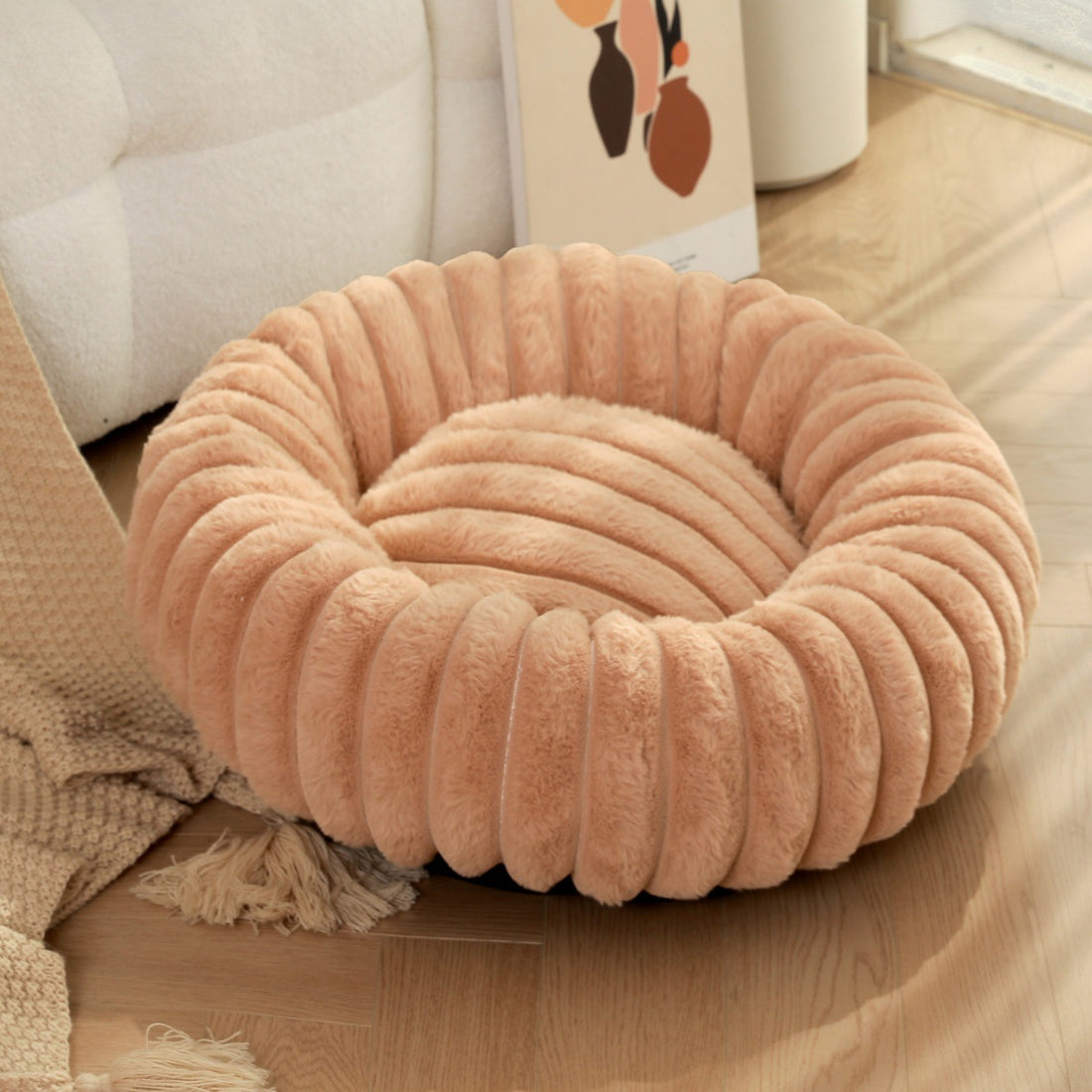 High-Weight Plush Pet Nest Warm Winter Round Bed