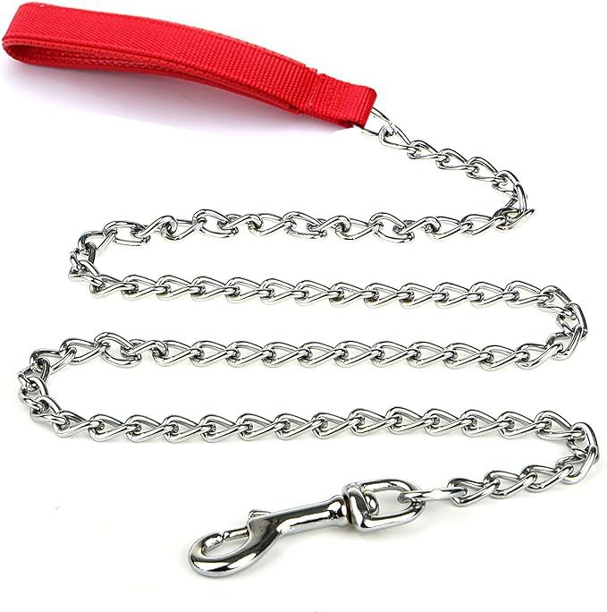 Heavy-Duty Metal Pet Leash Chew-Proof Padded Handle