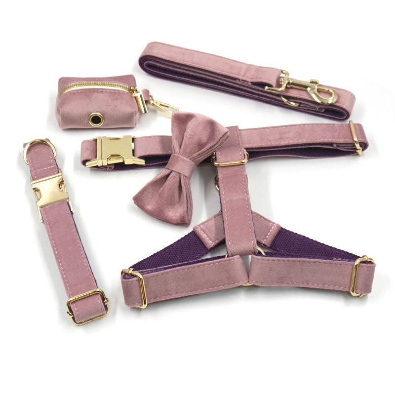 Green Velvet Pet Collar With Matching Leash