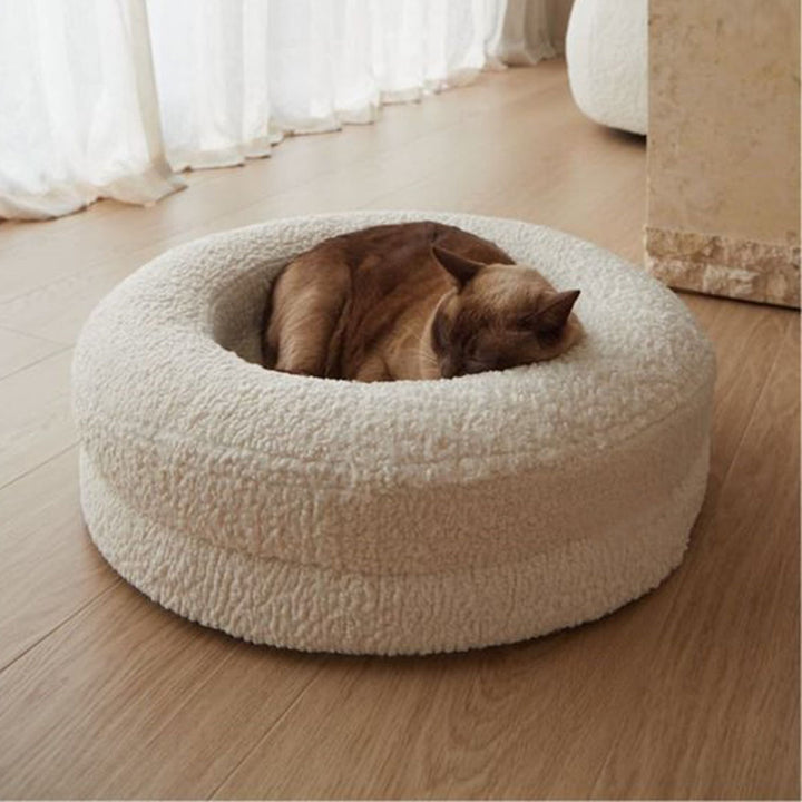 Solid Color Round Pet Nest Comfortable Bed