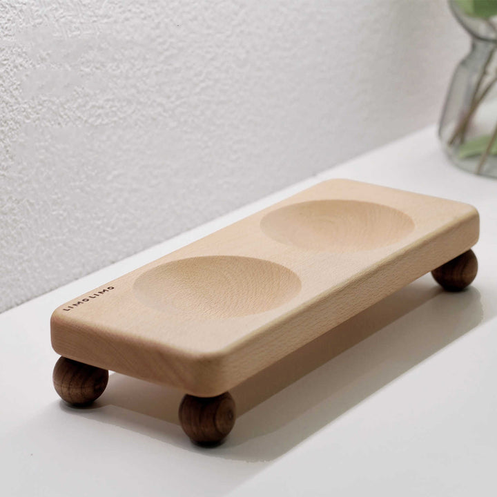 Solid Wood And Ceramic Pet Feeding Bowl
