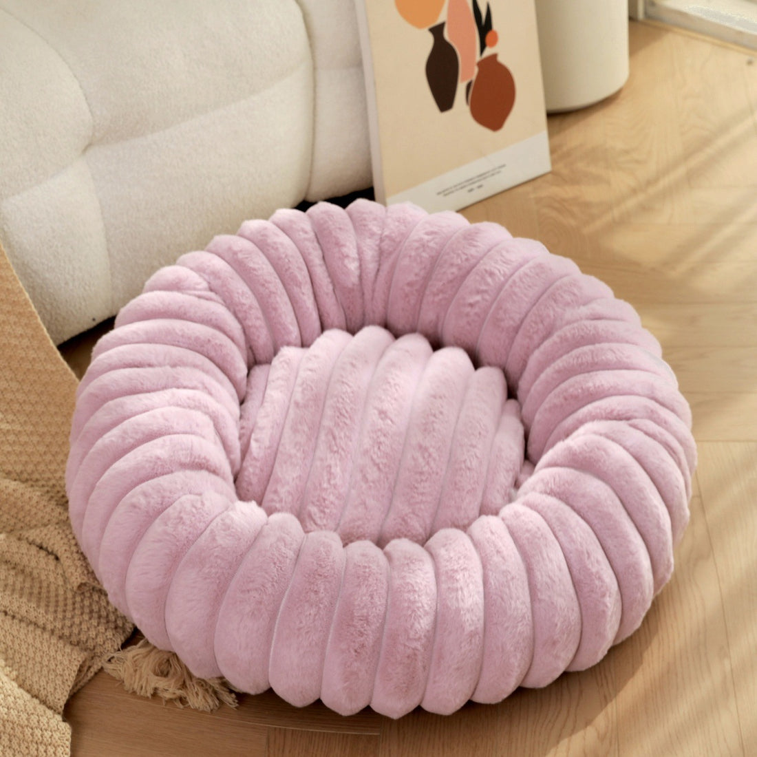 High-Weight Plush Pet Nest Warm Winter Round Bed