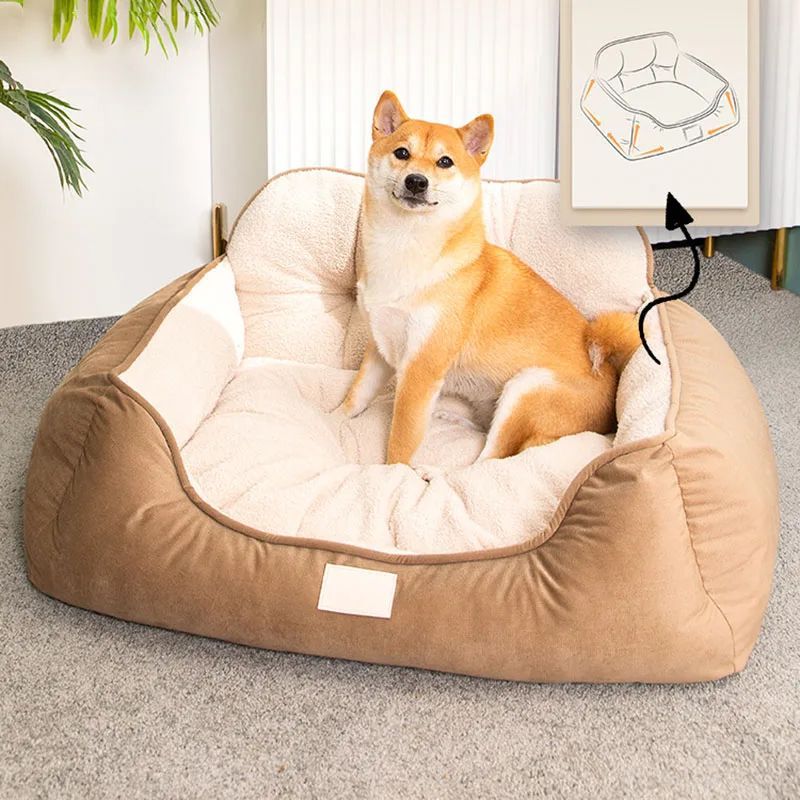 Cozy Plush Pet Bed Warm Washable Indoor Sofa