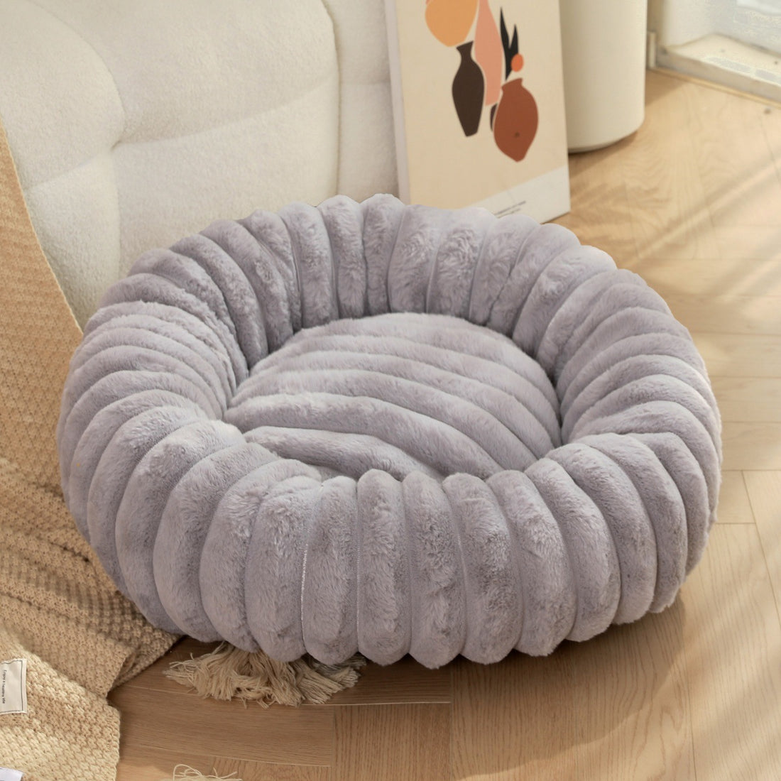 High-Weight Plush Pet Nest Warm Winter Round Bed