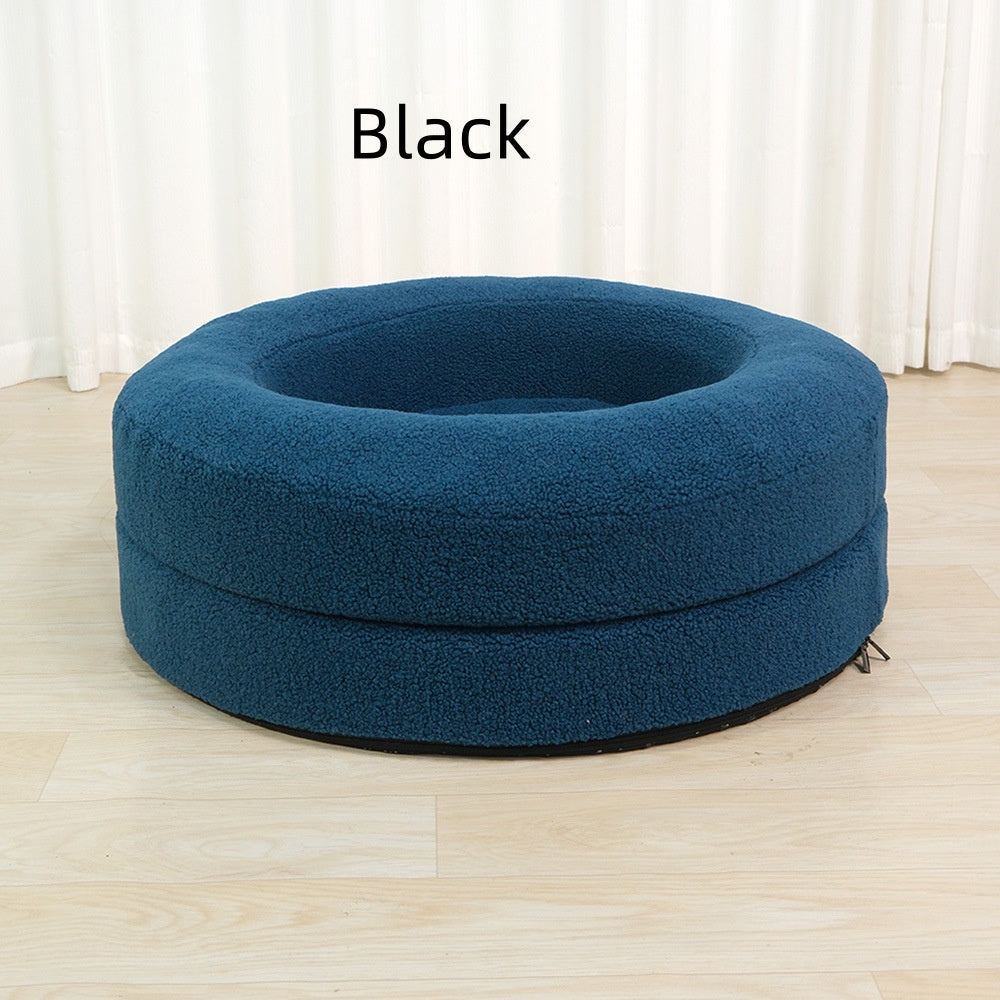 Solid Color Round Pet Nest Comfortable Bed