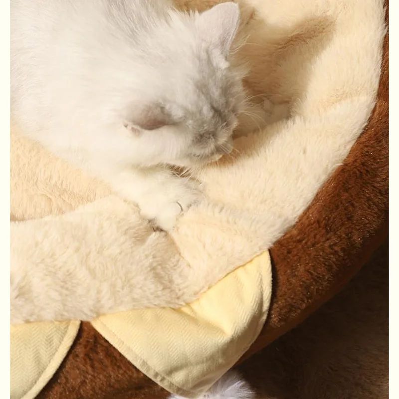 Round Plush Pet Bed Warm Deep Sleep Cushion