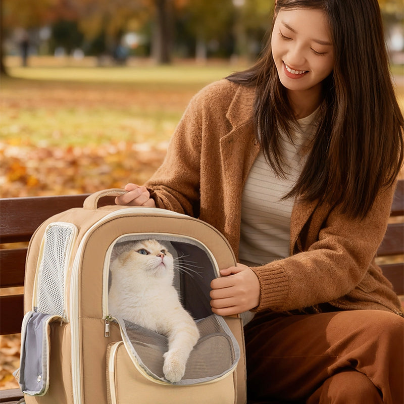 Breathable Pet Travel Backpack With Comfortable Mesh Window