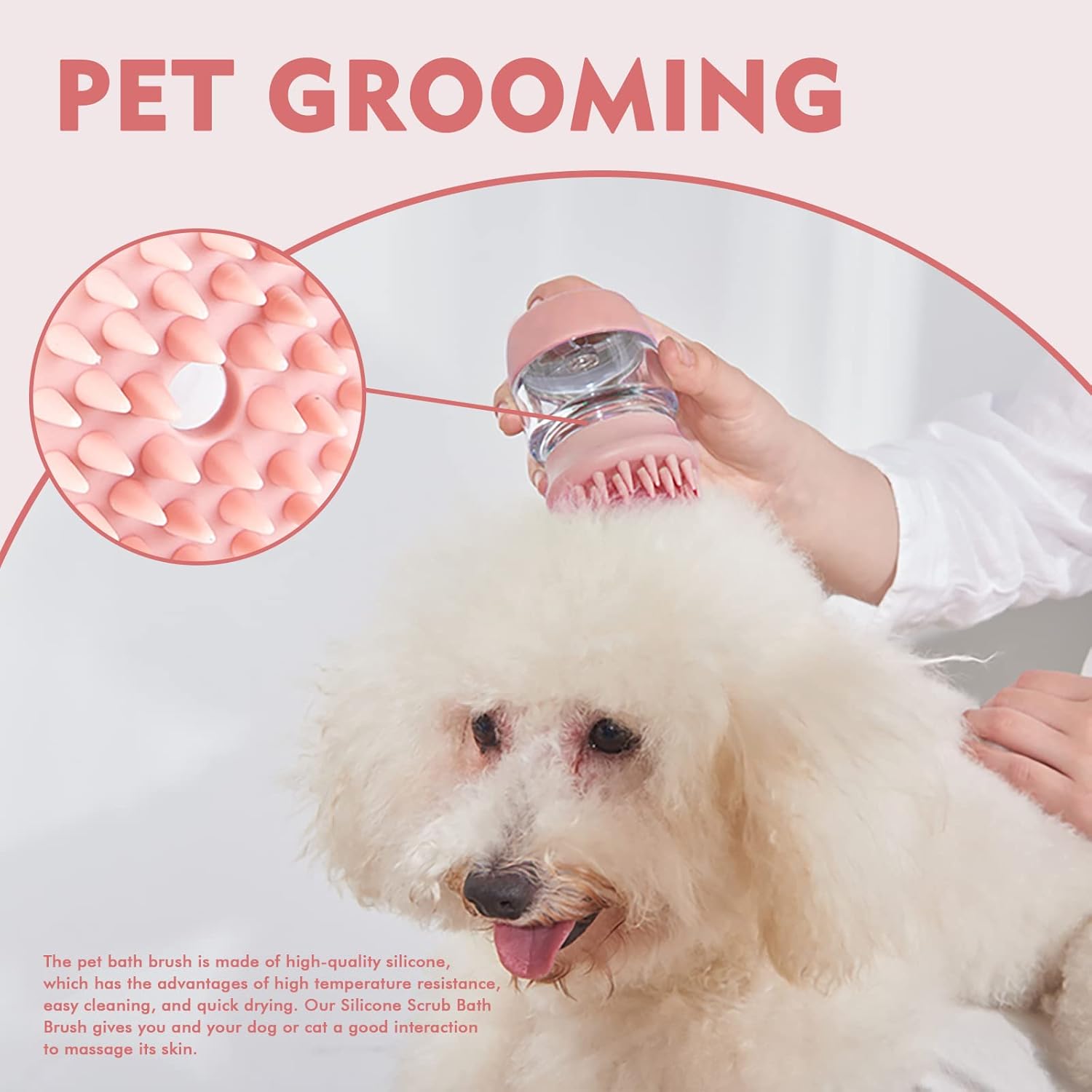 Silicone Pet Bath And Grooming Brush With Dispenser