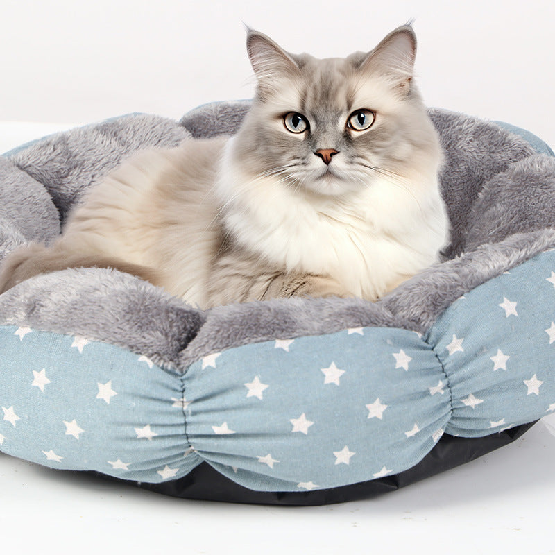 Calming Donut-Shaped Pet Bed Soft Fluffy Round Nest