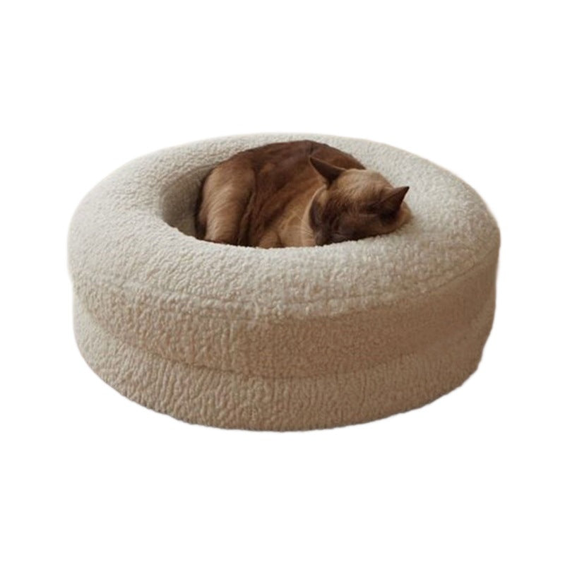 Solid Color Round Pet Nest Comfortable Bed