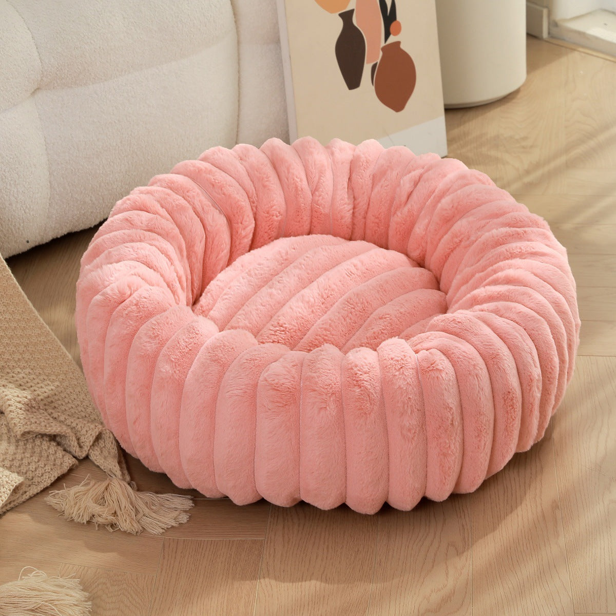High-Weight Plush Pet Nest Warm Winter Round Bed