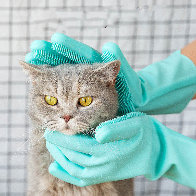 Silicone Pet Grooming Brush And Massage Gloves