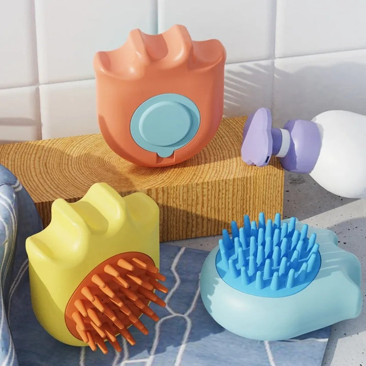 Pet Bath Massage Brush With Shampoo Holder