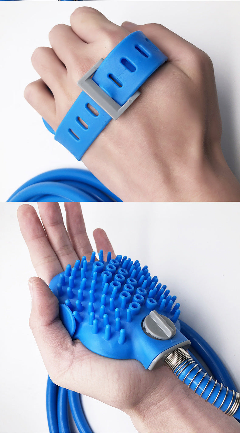 Silicone Pet Bathing Gloves With Handheld Massage Brush