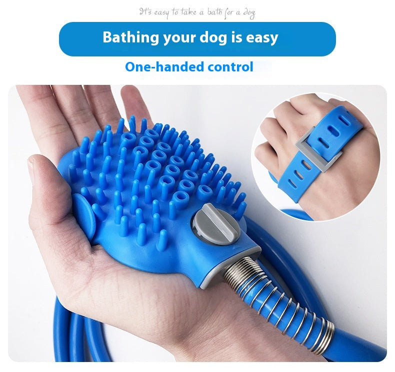 Silicone Pet Bathing Gloves With Handheld Massage Brush