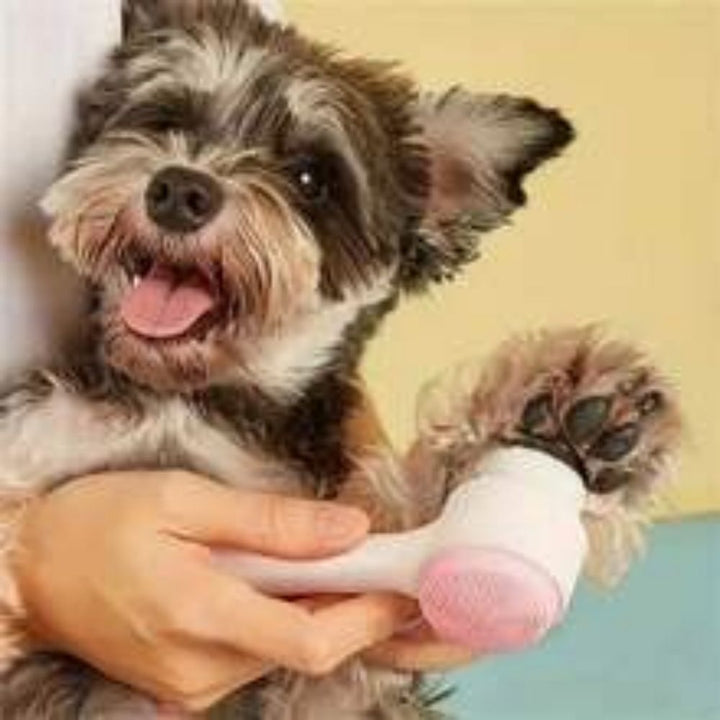 Easy-Clean Nylon Pet Paw Brush Gentle Grooming Tool