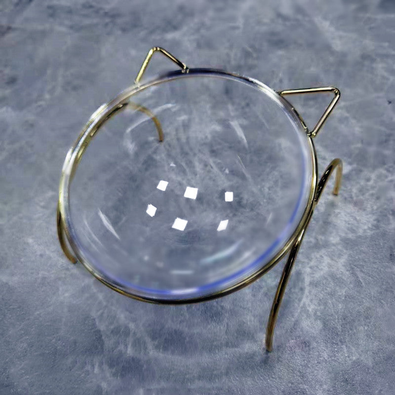 Glass Pet Feeding Bowl With Metal Rack For Food And Water