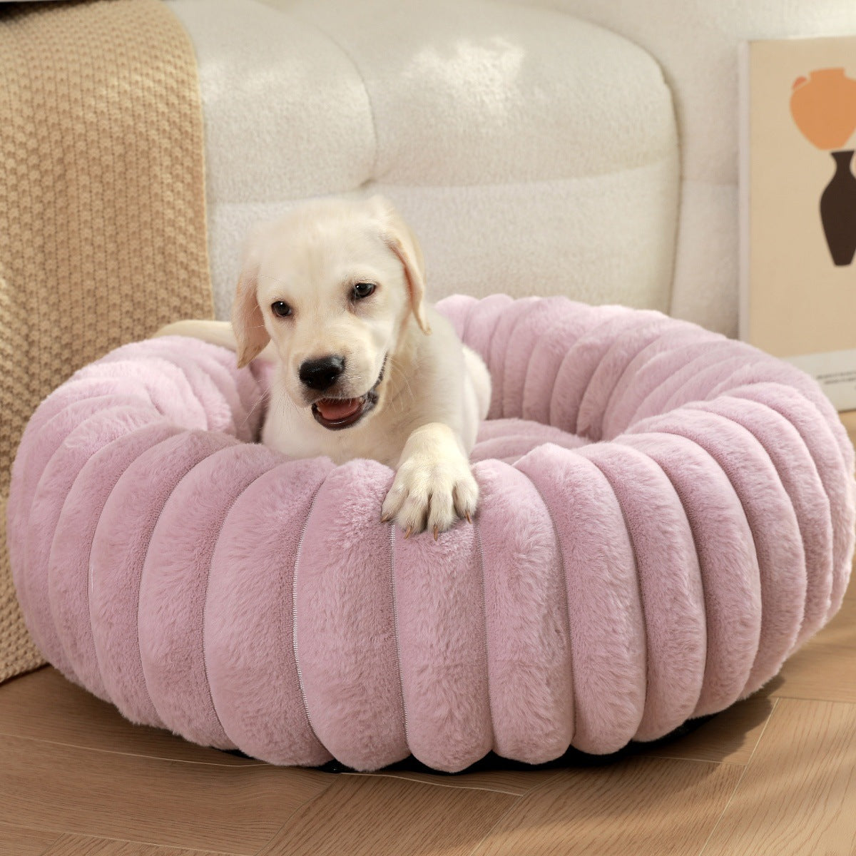 High-Weight Plush Pet Nest Warm Winter Round Bed