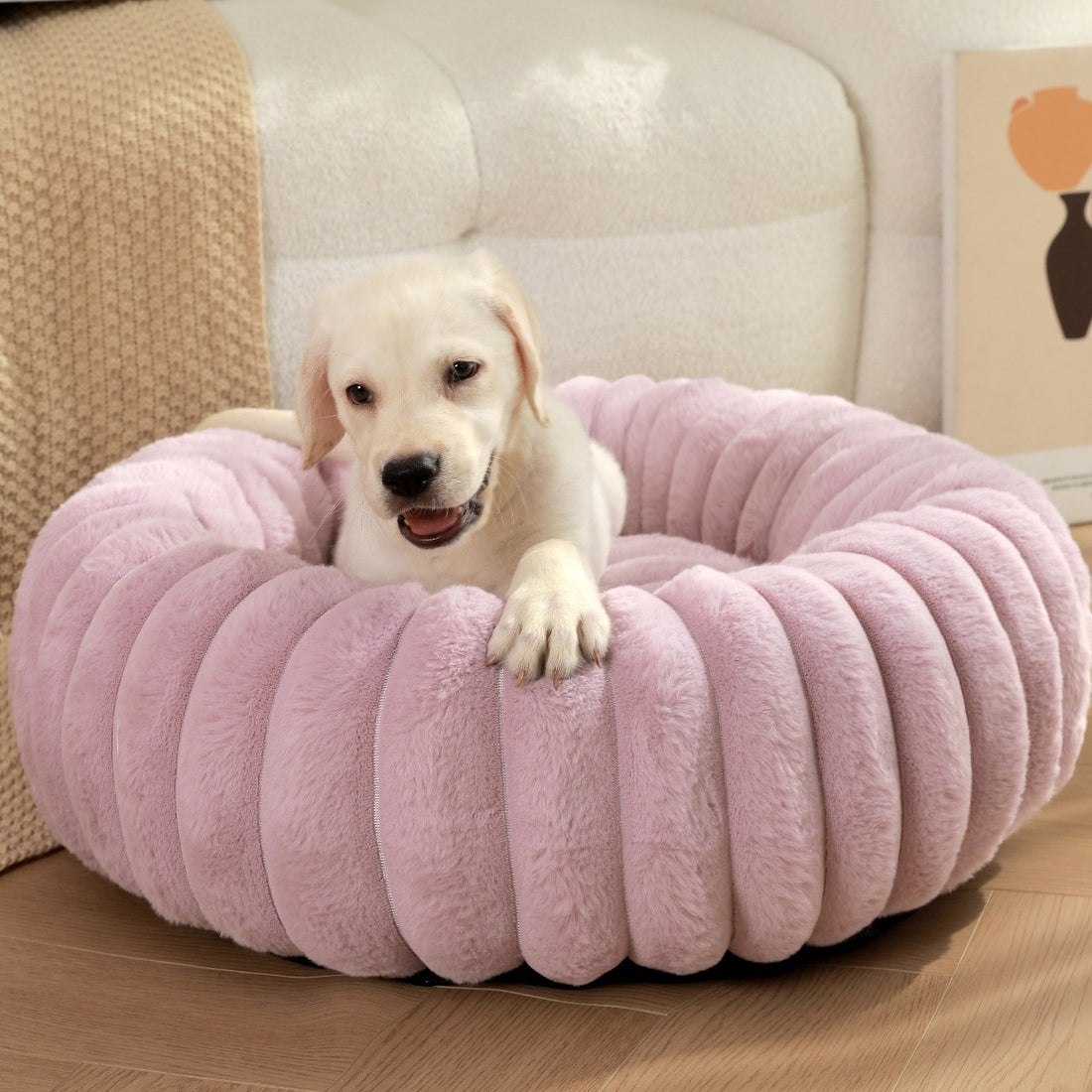 High-Weight Plush Pet Nest Warm Winter Round Bed