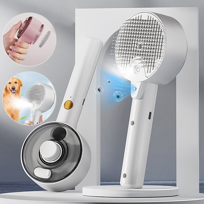 Self-Cleaning Pet Hair Remover Steam Brush Grooming Tool