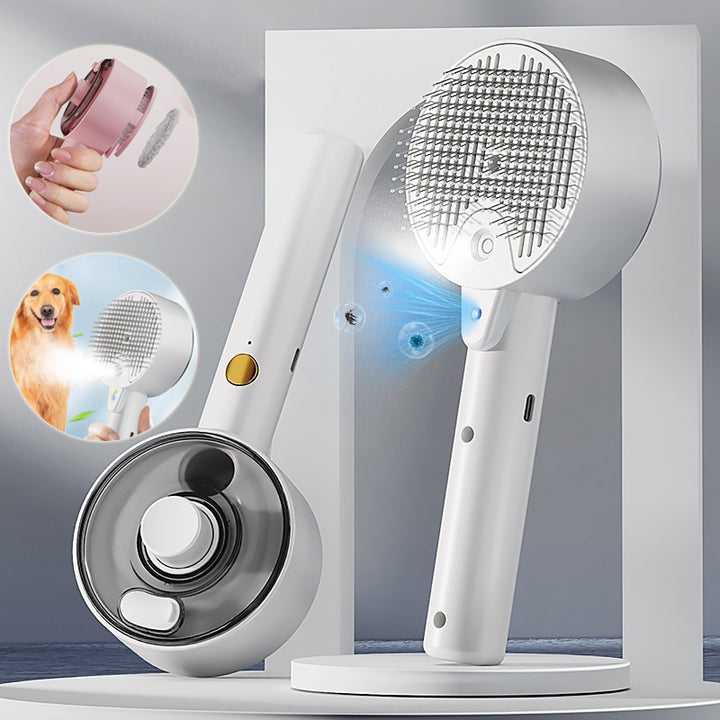 Self-Cleaning Pet Hair Remover Steam Brush Grooming Tool