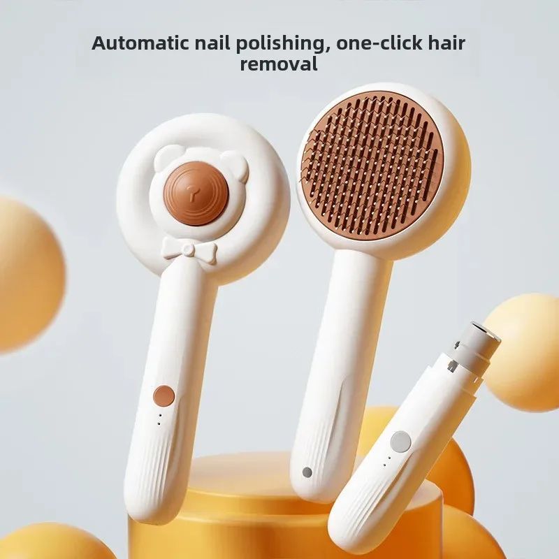 Rechargeable Two-in-One Pet Nail Trimmer Grooming Brush